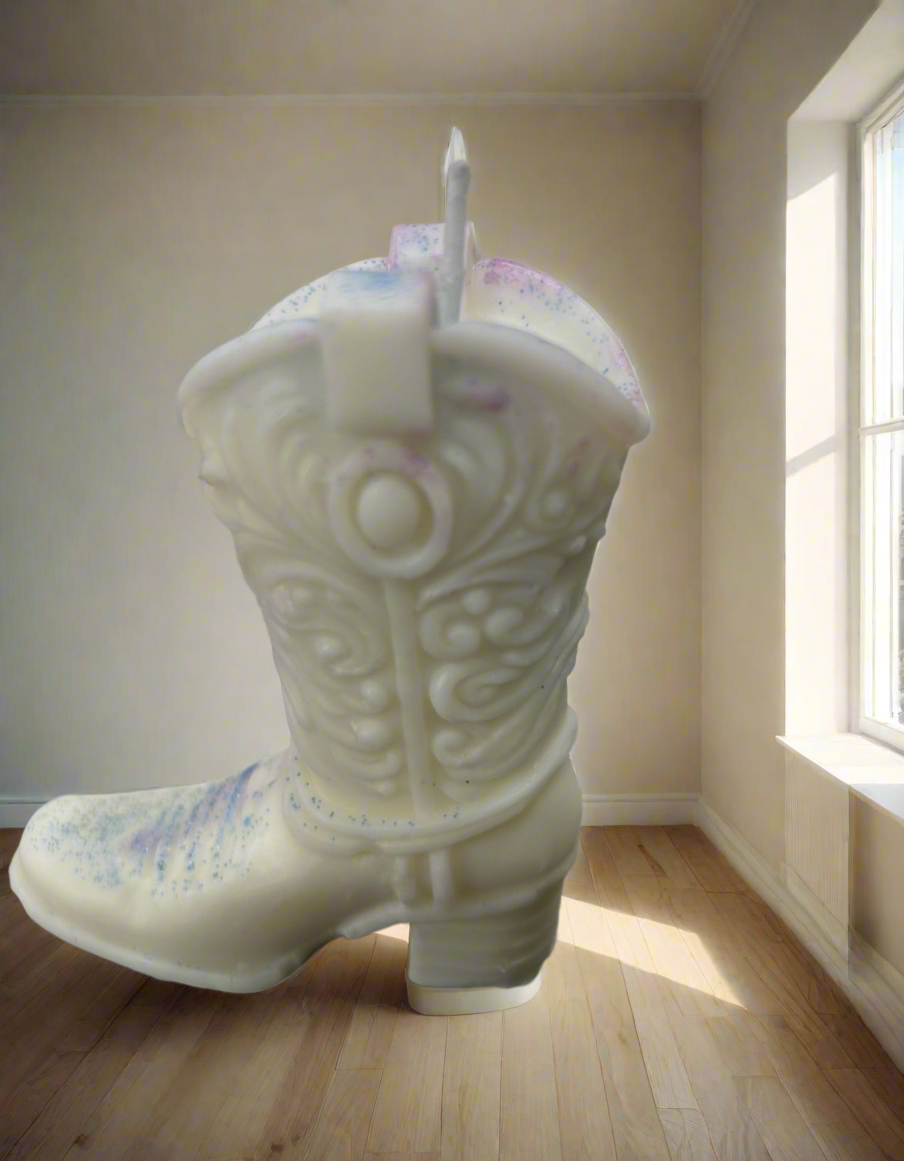 Cowboy boot candle passionfruit scented